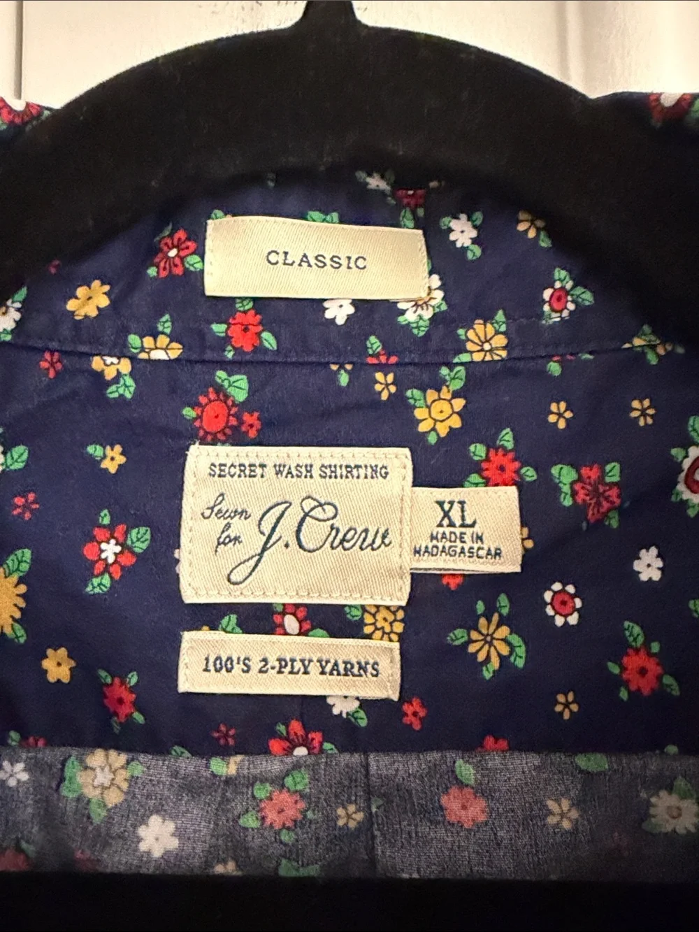 J.Crew Men Floral Classic Secret Wash Cotton Poplin Shirt Size XL